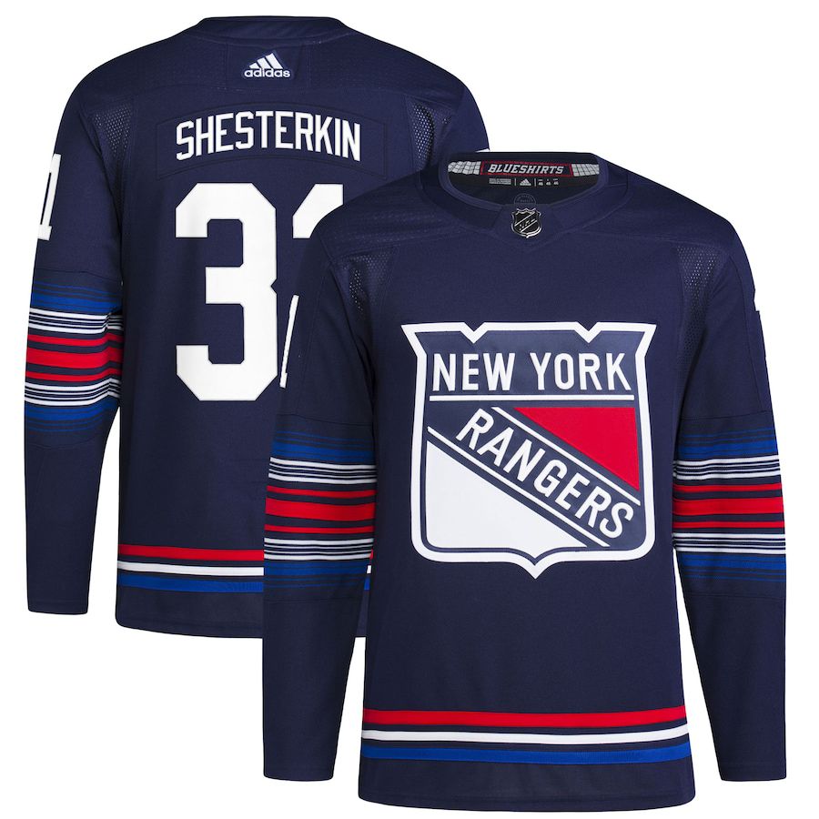 Men New York Rangers 31 Igor Shesterkin adidas Navy Alternate Authentic Primegreen Player NHL Jersey